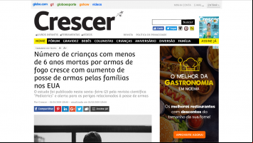 Número de crianças com menos de 6 anos mortas por armas de fogo cresce com aumento de posse de armas pelas famílias nos EUA
