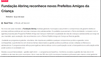 Fundação Abrinq reconhece novos Prefeitos Amigos da Criança